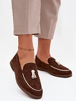 Mokasyny Loafersy Damské Z Eko Zamszu Čokoládové Darwen