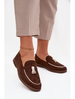 Mokasyny Loafersy Damské Z Eko Zamszu Čokoládové Darwen