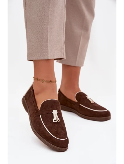 Mokasyny Loafersy Damské Z Eko Zamszu Čokoládové Darwen