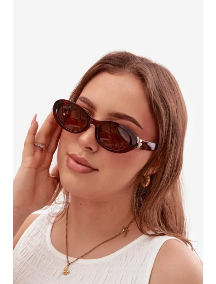 Dámské sluneční brýle s perlami Hnědé