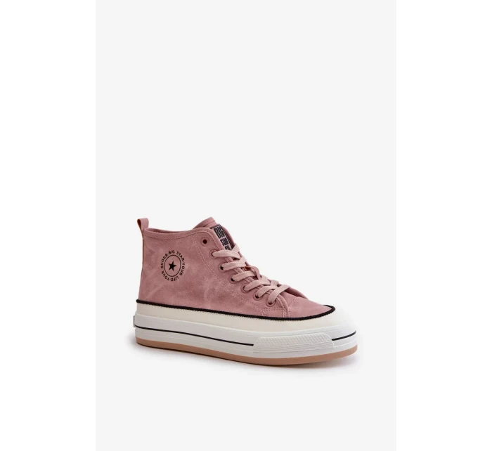 Zateplené dámske tenisky na platforme z eko kože Big Star Pink Zateplené dámske tenisky na platforme z eko kože Big Star Pink