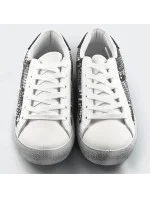 Bielo-čierne dámske trampky so zvieracím motívom - had (6343)