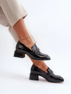 Lakierowane Czółenka Na Klocku Czarne S.Barski MR38-960