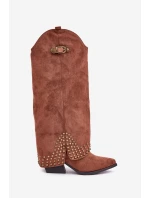 Kozačky S  Na Podpatku Hnědé model 21681443 - Boto