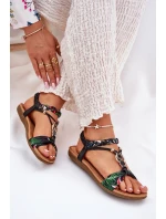 Dámské Ploché Sandály S Páskem A Dekorací Černé model 21693414 - Artiker