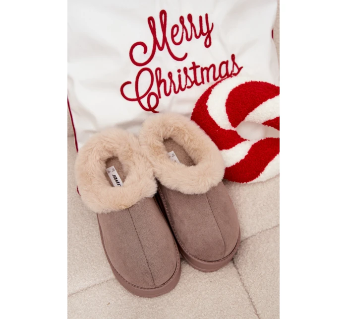 Dámské pantofle s kožešinou Khaki model 21786637 - Boto Dámské pantofle s kožešinou Khaki model 21786637 - Boto