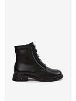 Dámské zateplené kožené kotníkové boty model 22556861 Černé - VINCEZA Dámské zateplené kožené kotníkové boty model 22556861 Černé - VINCEZA