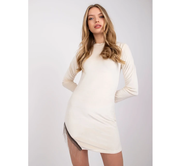 Šaty DHJ SK model 17404294 světle béžová - FPrice Šaty DHJ SK model 17404294 světle béžová - FPrice