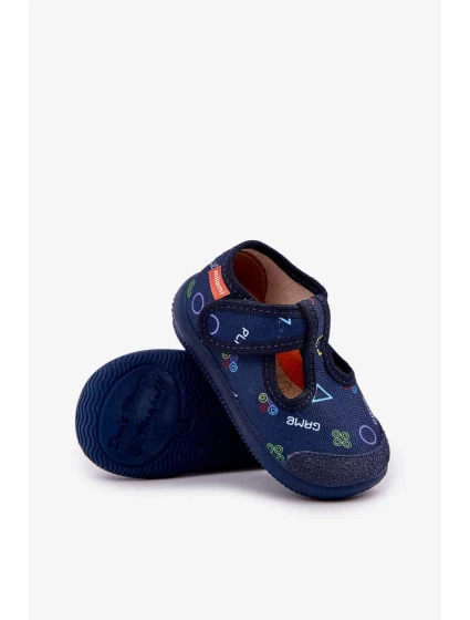 Detské elastické papuče na suchý zips - tmavomodré Ambette Detské elastické papuče na suchý zips - tmavomodré Ambette