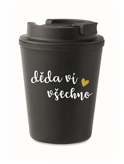 DĚDA VÍ VŠECHNO - černý termohrnek 300 ml