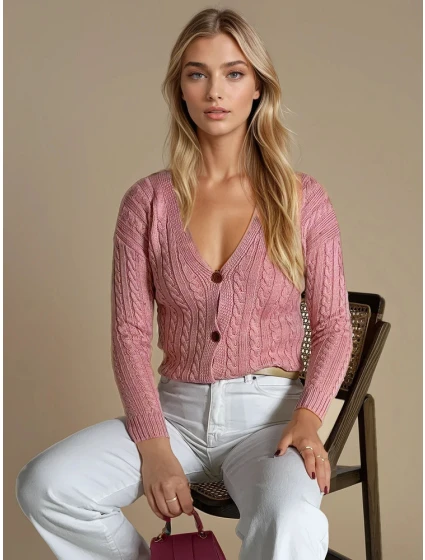 Dámský svetr růžový Dstreet model 21967026 - FashionStreet Dámský svetr růžový Dstreet model 21967026 - FashionStreet
