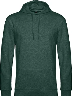 B&C #Hoodie Pánska mikina s kapucňou 01.U03W tmavozelená melírovaná