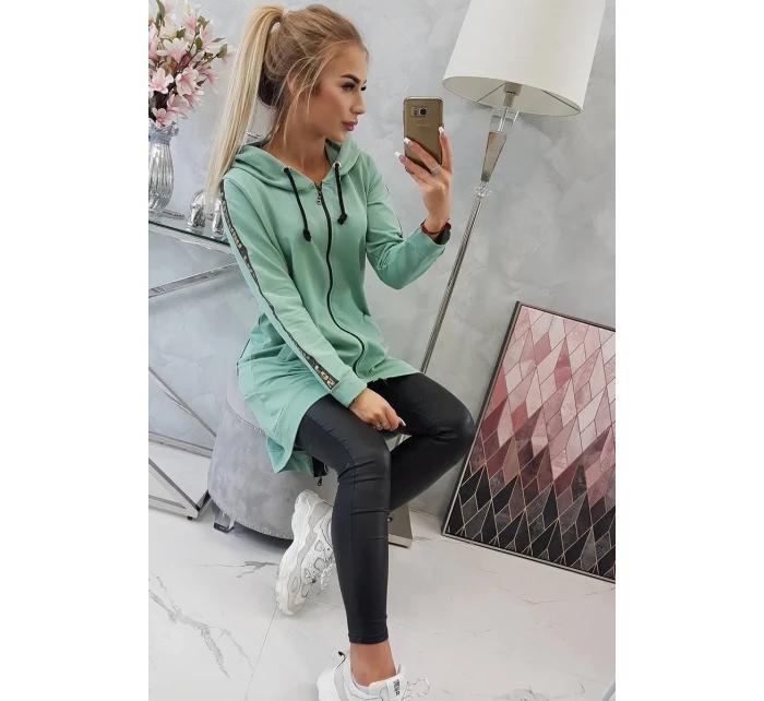 Mikina se zipem na zádech tmavě mátová Mikina se zipem na zádech tmavě mátová