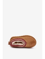 Śniegowce Botki Dziecięce Na Platformie Ocieplane Futerkiem Camel Vilabria