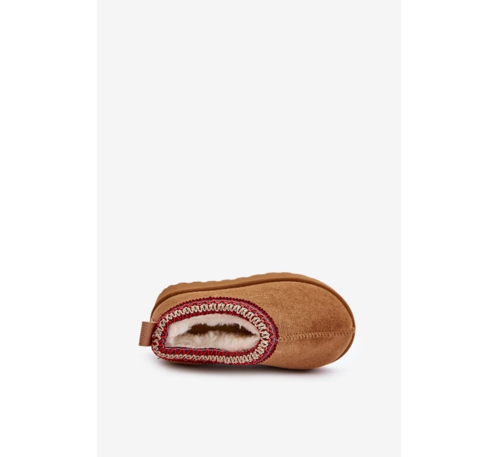 Śniegowce Botki Dziecięce Na Platformie Ocieplane Futerkiem Camel Vilabria