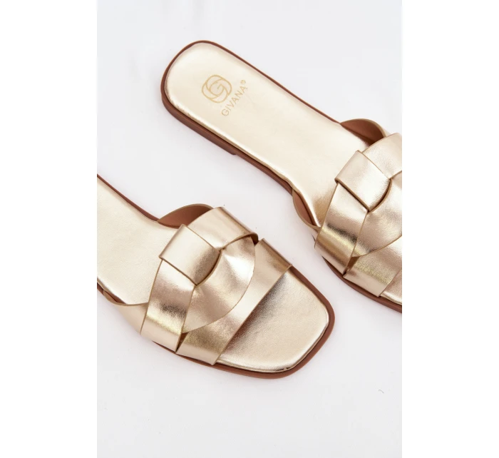 Dámské ploché pantofle s zlatými pásky Marissae