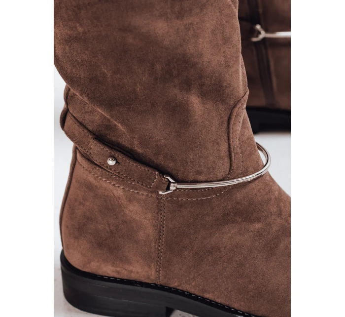Dámské semišové hnědé kozačky Dstreet model 21993458 - FashionStreet