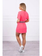 Šaty s ozdobným pásikom ružové neónové Šaty s ozdobným pásikom ružové neónové