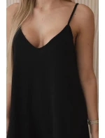 Mušelínové šaty bez ramienok čierne