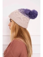 Dámska zateplená čiapka Alice K248 Beige with purple - Oliwier