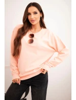 Dámska mikina z elastického bavlneného materiálu s okrúhlym výstrihom biela