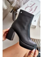 Členkové topánky s prírodným koženým podpätkom GOE čierne Členkové topánky s prírodným koženým podpätkom GOE čierne