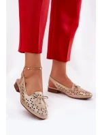 Dámske perforované baleríny s otvoreným podpätkom Navinnia - zlaté