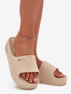 Dámske papuče na pevnej penovej platforme Big Star - béžové