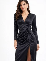 Dámske saténové šaty 20455 čierne - Koucla