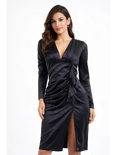 Dámske saténové šaty 20455 čierne - Koucla