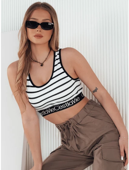 Dámský pruhovaný top white Dstreet model 21974006 - FashionStreet Dámský pruhovaný top white Dstreet model 21974006 - FashionStreet