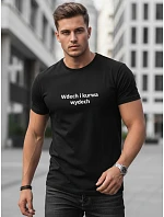 Pánske bavlnené tričko s humornou potlačou čierne FashionStreet NX0111R