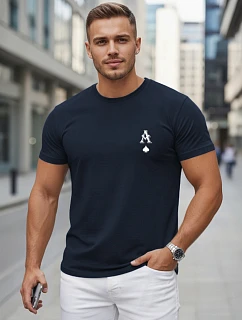 Tshirt męski bawełniany z nadrukiem AS granatowy model 22305562 - FashionStreet