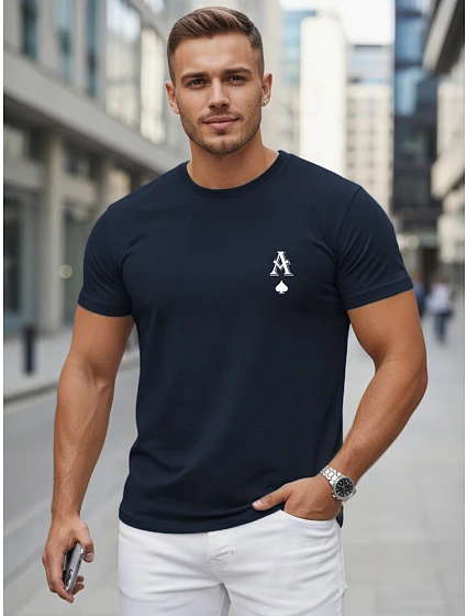 Tshirt męski bawełniany z nadrukiem AS granatowy model 22305562 - FashionStreet