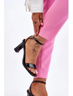 Lakierowane Sandały Na Obcasie Czarne Owen