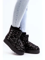 Śniegowce Damskie Na Platformie Zdobione Cekinami Czarne Silmo Śniegowce Damskie Na Platformie Zdobione Cekinami Czarne Silmo