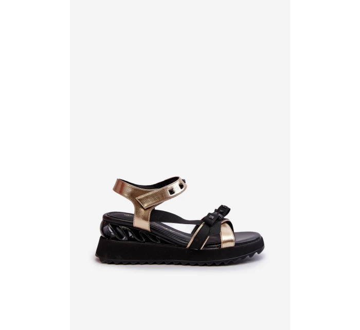 Sandały Damskie Z Kokardką D&A CR956 Złote