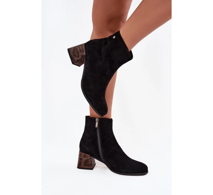 Kožené semišové dámské na podpatku  Černé model 21714671 - Maciejka