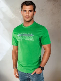 Pánské zelené tričko s potiskem Dstreet model 21973888 - FashionStreet