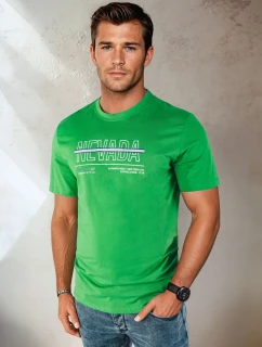 Pánske zelené tričko s potlačou FashionStreet RX5438