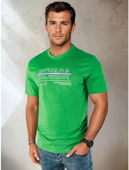 Pánské zelené tričko s potiskem Dstreet model 21973888 - FashionStreet Pánské zelené tričko s potiskem Dstreet model 21973888 - FashionStreet