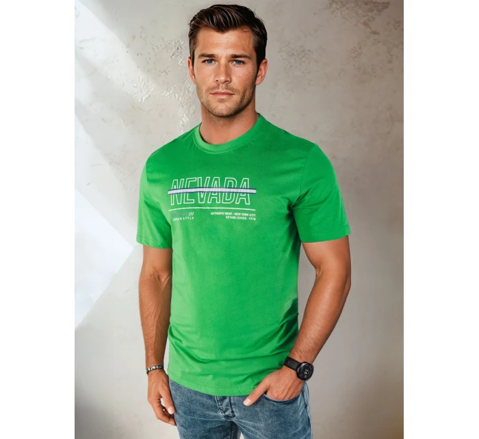Pánské zelené tričko s potiskem Dstreet model 21973888 - FashionStreet Pánské zelené tričko s potiskem Dstreet model 21973888 - FashionStreet