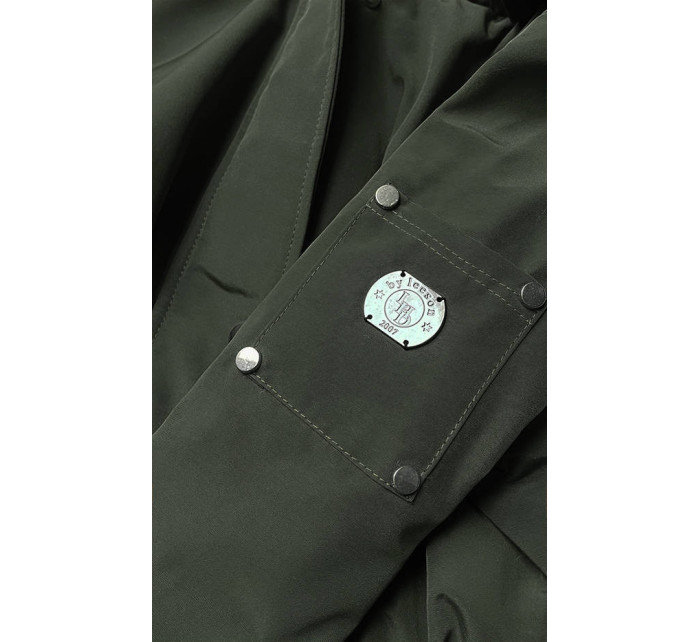 Dámska bunda parka v army farbe s kožušinovou podšívkou (M-21506)