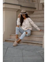 Béžová dámska bavlnená mikina s bodkami (784) Béžová dámska bavlnená mikina s bodkami (784)