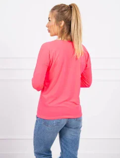 Blúzka s výstrihom do V ružová neónová