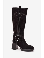 Zateplené Dámské Kozačky Na Podpatku S Černé model 21705148 - Boto