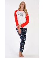 Dámské pyžamo dlouhé Vánoční model 19048675 - Vienetta Secret