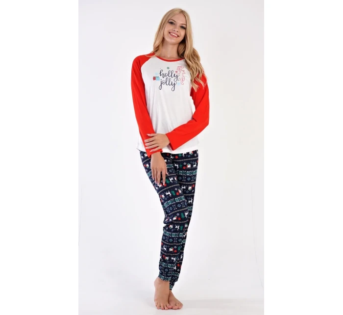 Dámské pyžamo dlouhé Vánoční model 19048675 - Vienetta Secret