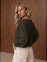 Dámský volný kardigan na knoflíky v olivové barvě FashionStreet MY2602
