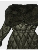 Bunda v khaki barvě s kožešinovou kapucí, model 21757965 - HONEY WINTER